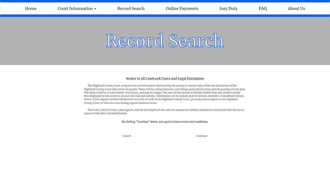 Highland County Court - Record Search